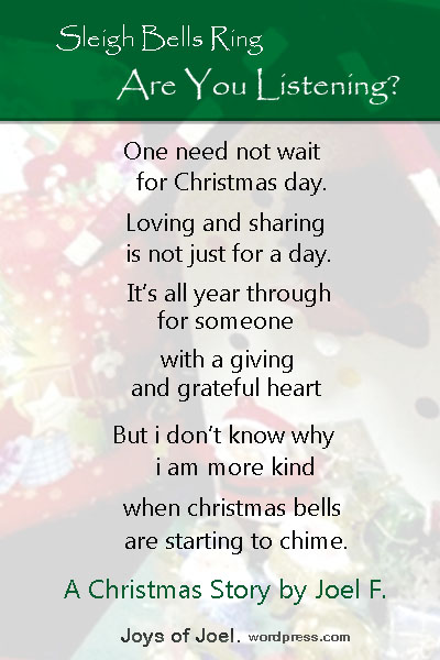 sleigh bells ring are you listening joys of joel christmas story3